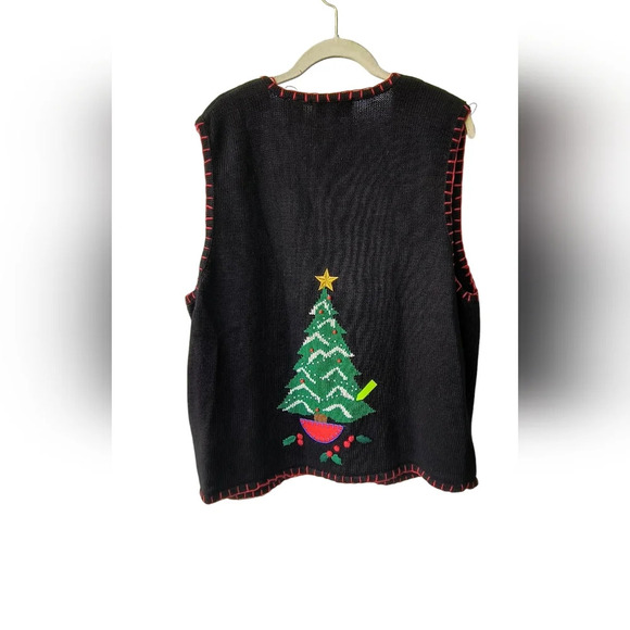 Bechamel Petites Women's Festive Ugly Christmas Tree Jingle Bell Sweater Vest L - Picture 5 of 9